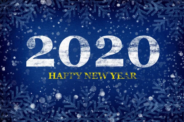 2020ハッピー新年の背景、カード、バナー、チラシ。雪と2020年の新年のバナー — ストック写真