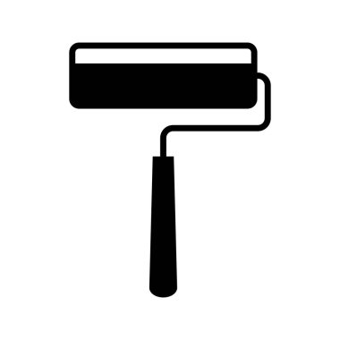 Beyaz arkaplanda izole edilmiş boya silindiri simgesi. Boya yüzeyleri için bir araç. Vektör illüstrasyonu