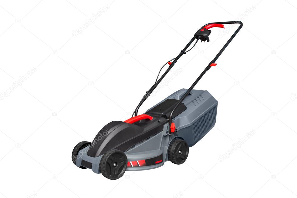 Lawn mower isolated on white background. Lawn mower.