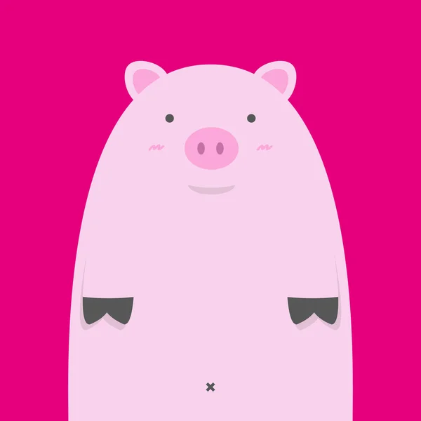Mignon gros porc rose — Image vectorielle