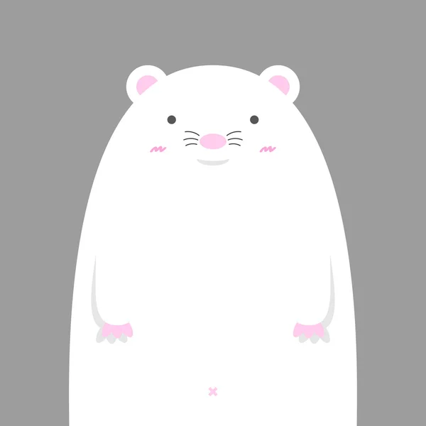 Leuke grote dikke witte muis — Stockvector