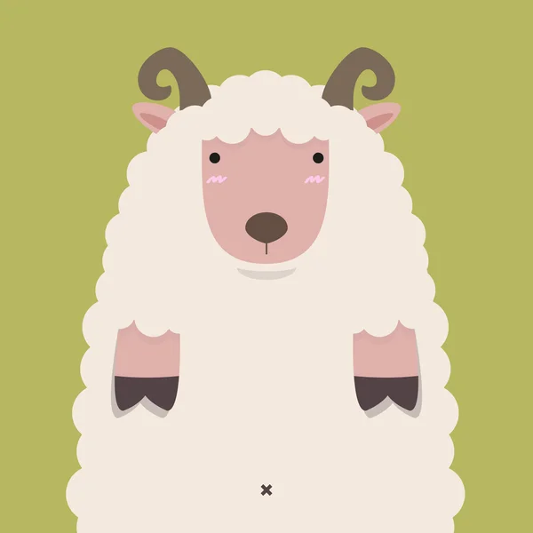 Mignonne grosse corne brune mouton — Image vectorielle