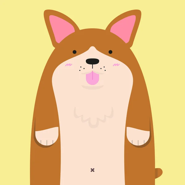 可爱大胖威尔士科基犬狗 — 图库矢量图片
