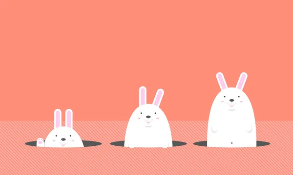 可爱大胖白色复活节兔子 — 图库矢量图片