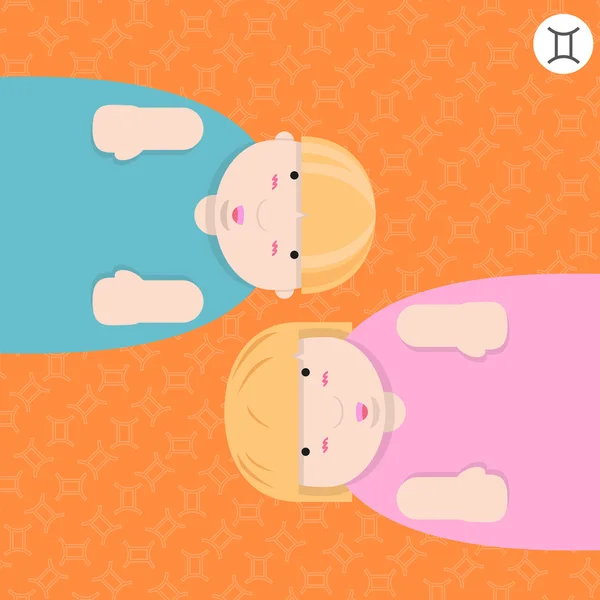 可爱的大胖双子座生肖卡通 — 图库矢量图片