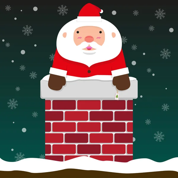 Schattig vet grote Santa Claus komen uit de schoorsteen — Stockvector
