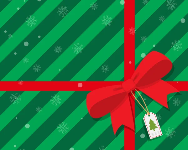 Groene geschenkdoos met red ribbon bow — Stockvector