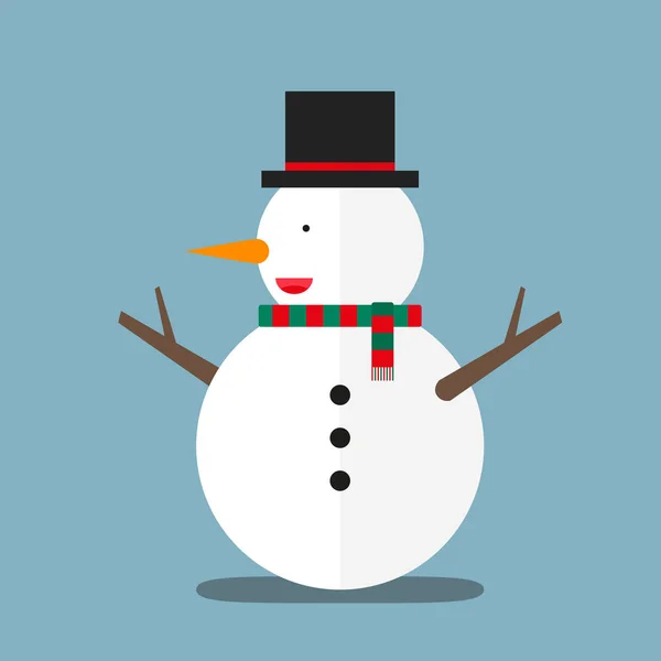 Şirin büyük şişko kardan adam giyim şapka ve atkı düz tasarım — Stok Vektör