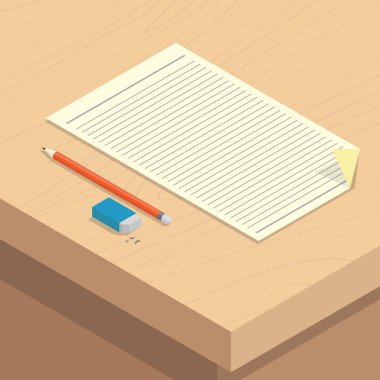 kağıt kalem kauçuk Resepsiyon izometrik üzerinde sabit