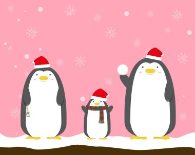 sevimli büyük şişko Penguen aile giyim Noel şapka