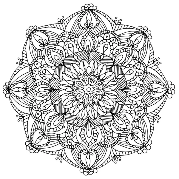 Coloriage mandala esquisse dessin pour l'art thérapie et la méditation. Ornement circulaire — Photo