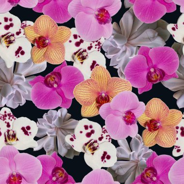 Parmak izi, kumaş, kağıt, arkaplan ve çeşitli tasarımlar için penaenopsis orkidesi kusursuz desen