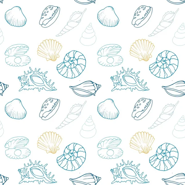 Shell Pattern White Background Printing Fabric Paper Other Decor — Stock Vector