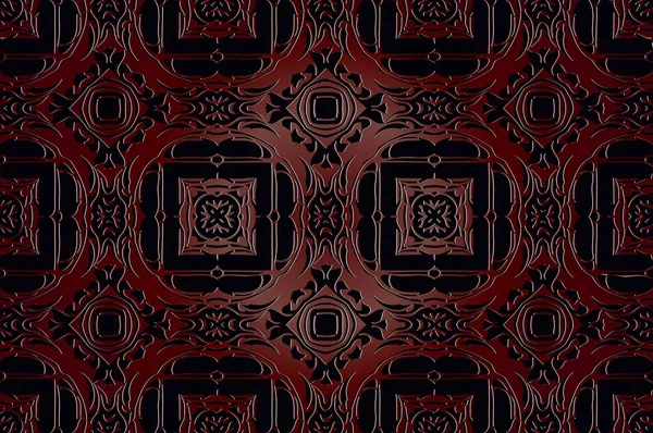 Ornamental tracery vintage patrón oscuro fondo en relieve cuero arte étnico — Vector de stock