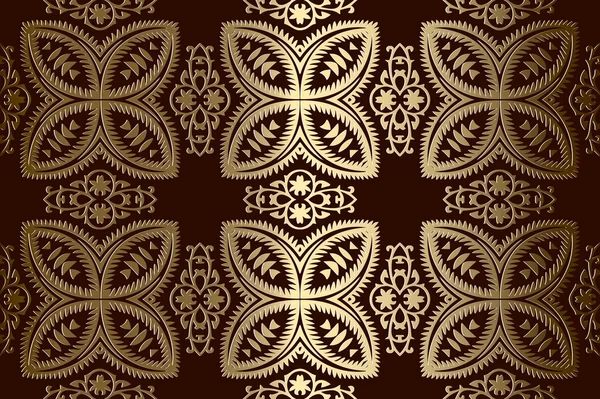 Abstracto patrón simétrico geométrico dorado en relieve color bronce sobre un fondo oscuro — Archivo Imágenes Vectoriales