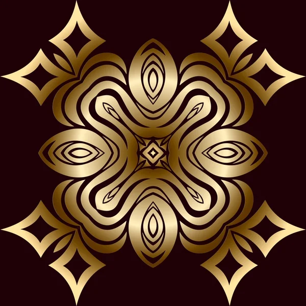 Mandala, amuleto. Adorno redondo vintage, medallón floral. Símbolo de oro esotérico — Vector de stock