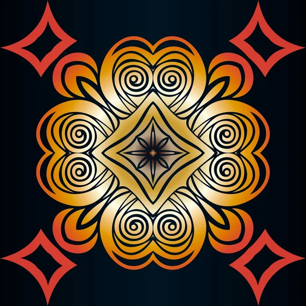 Mandala, amulette. Ornement vintage rond, médaillon floral. Symbole en or ésotérique — Image vectorielle