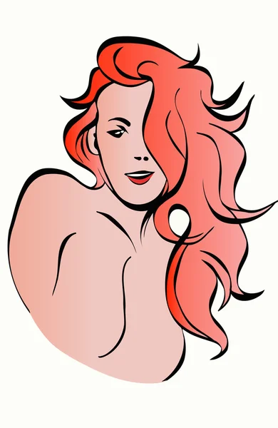 긴 빨간 머리를 가진 여자의 초상화 — 스톡 벡터