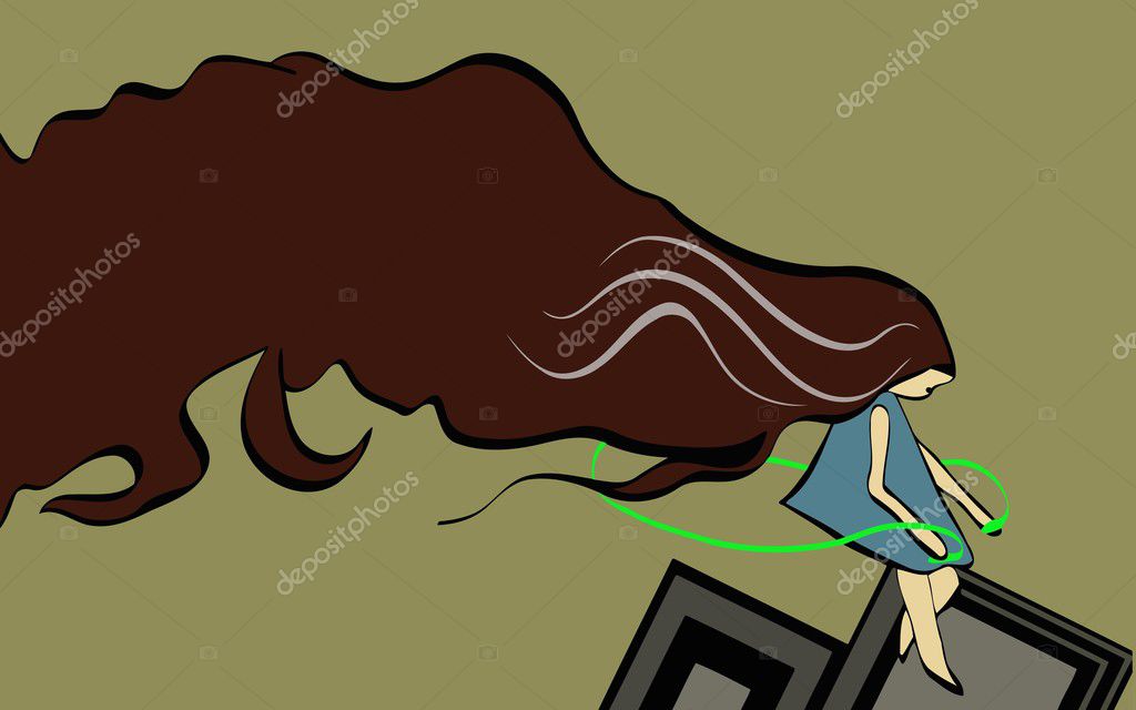 Cartoon Girl With Wavy Hair Cartoon Girl With Long Wavy Hair