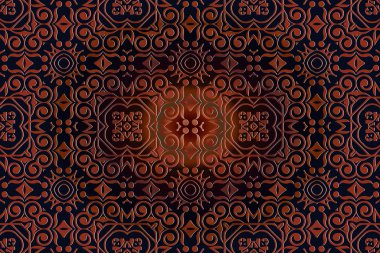 karanlık bir arka plan üzerinde süs oyma vintage desen deri kırmızı renk etnik sanat Rönesans kabartmalı