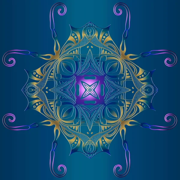 Gotische lace tattoo. Celtic weven de circulaire reliëf patroon. Mandala. Ronde Ornament op een blauwe achtergrond — Stockvector