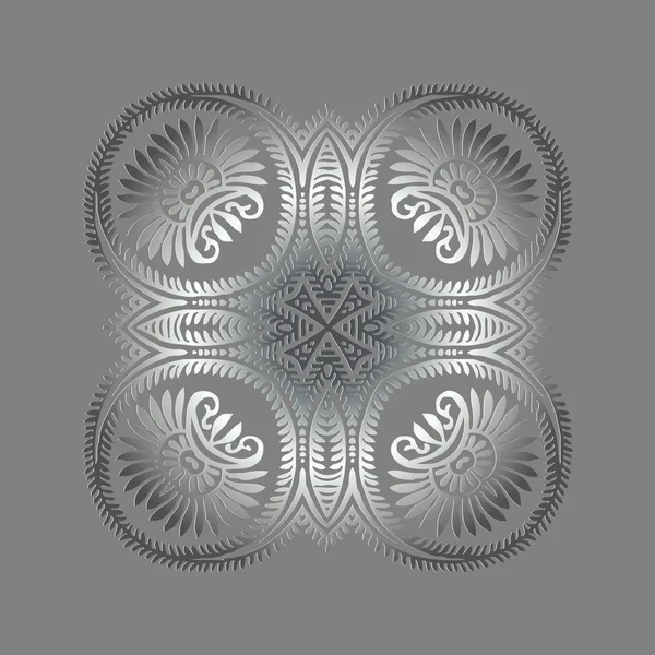 Mandala, amuleto. Adorno redondo vintage, medallón floral. Símbolo de platino esotérico — Vector de stock