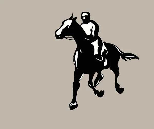 Silhouette of a man on a horse rider — Stock Vector