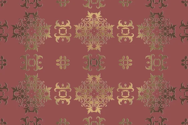 Vector padrão de ouro sem costura fundo estilo étnico. Textura decorativa vintage — Vetor de Stock