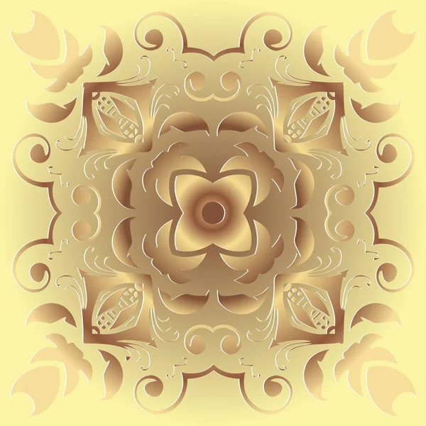 Mandala, amulet. Ronde vintage sieraad, medaillon bloemen. Esoterische gouden symbool — Stockvector