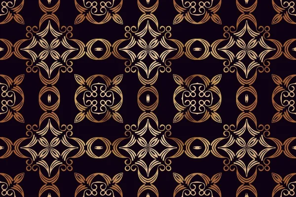 Abstrato simétrico padrão de ornamento com aberturas de ouro de estilo étnico vitoriano — Vetor de Stock