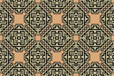 Vintage soyut desen simetrik geometrik kafes labirent hafif bir arka plan üzerinde