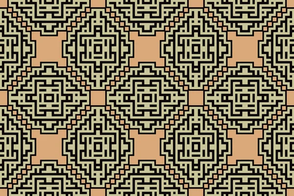 Vintage motif abstrait symétrique réseau géométrique labyrinthe sur un fond clair — Image vectorielle