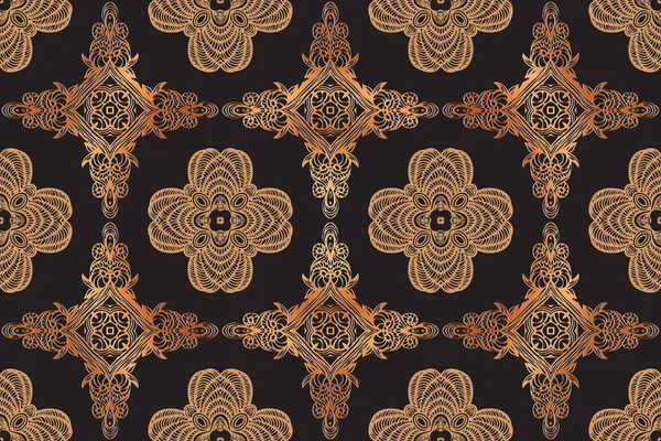Abstrakte symmetrische Muster Retro-Vintage-Element mittelalterliche Dekoration auf schwarzem Hintergrund — Stockvektor