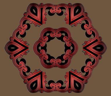 altın yaldız soyut oryantal bronz kabarık simetrik geometrik desen mandala