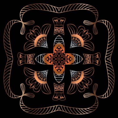 Vektör altın dekoratif tasarım Art deco çerçeve ve etiket tasarımı,