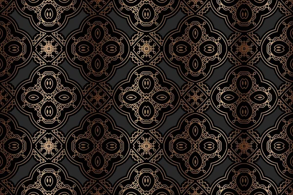 Dark Vintage background, damask pattern abstract background with repeating elements — Stock Vector