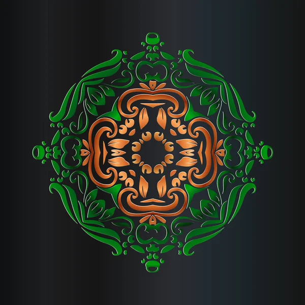 Mandala, amulette. Ornement vintage rond, médaillon floral. Symbole en or ésotérique — Image vectorielle
