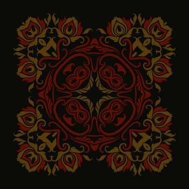 Tasarım vektör damask deseni öğesi için çiçek dokusu. Öğe tasarım etnik. Oryantal desen. Dekorasyon için dairesel bir süs.