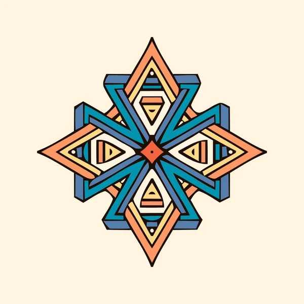 Elemento de patrón geométrico abstracto en una decoración de color de líneas entrelazadas en la forma de un círculo — Vector de stock