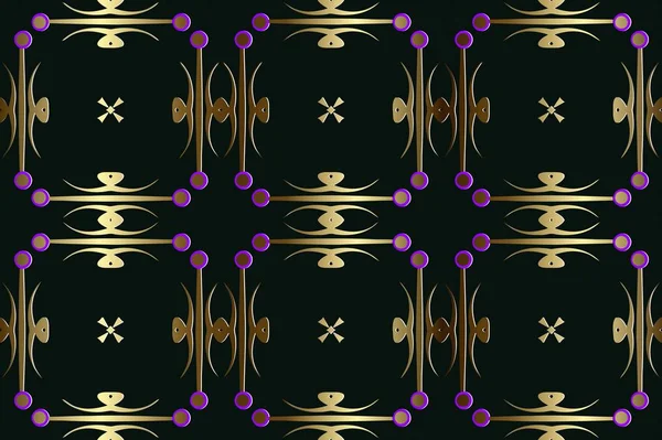 Kareler ve yazı tipi monografi altın arka plan dekorasyon dekoratif unsur geometrik şekiller — Stok Vektör