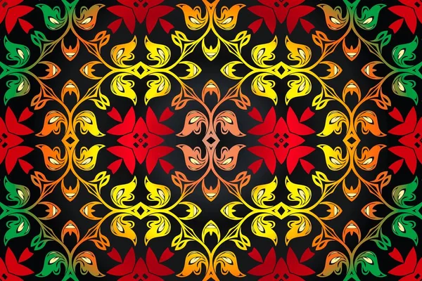 Latar belakang abstrak pola simetris floral folklor berwarna - Stok Vektor