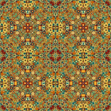 Sorunsuz arka plan soyut çiçek simetrik desenli renkli folklor geometrik öğeleri kümesi