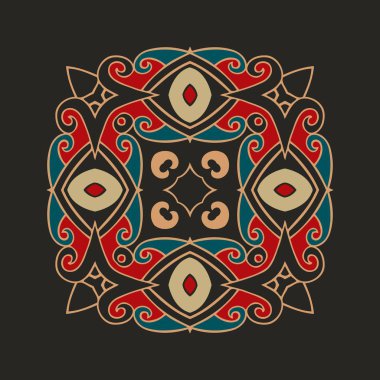 Mandala, muska. Yuvarlak vintage süsleme, çiçek madalyon. Ezoterik sembolü