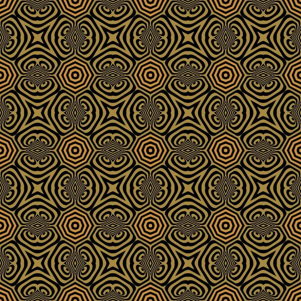 Textura de fundo abstrata padrão simétrico de elementos de formas geométricas, linhas formando um losango, círculos, forma oval em tom amarelo, verde —  Vetores de Stock