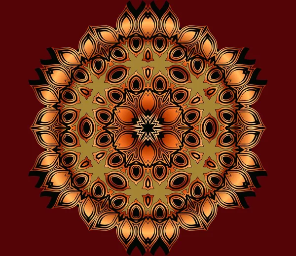 Εθνική στρογγυλή διακοσμητικό λουλούδι ρετρό στολίδι Ανατολή μάνταλα σχεδιασμού στοιχεία παραδοσιακής εικονογράφηση διάνυσμα. — Διανυσματικό Αρχείο