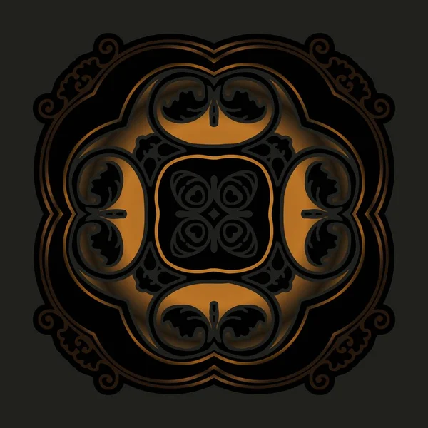 Mandala, amuleto. Ornamento vintage redondo, medalhão floral. Símbolo de ouro esotérico — Vetor de Stock