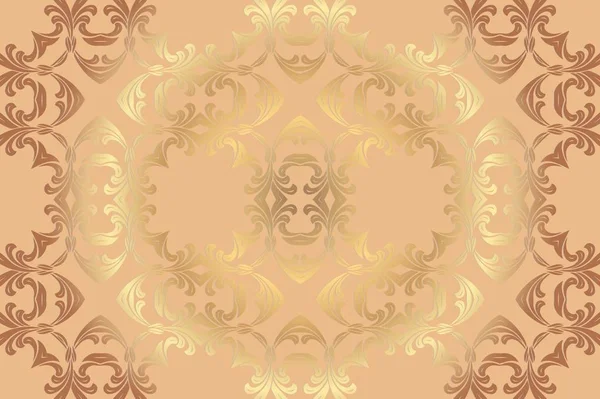 Ornamento gráfico naranja ilustración abstracta naranja Fondo Dark Vintage, fondo abstracto patrón damasco con elementos repetitivos — Vector de stock