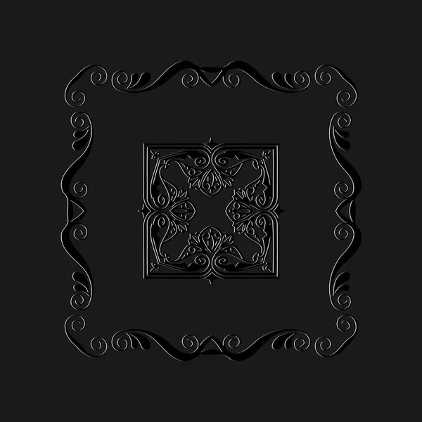Viktoriánské abstraktní symetrický vzor v retro zdobený rám na tmavém pozadí — Stockový vektor