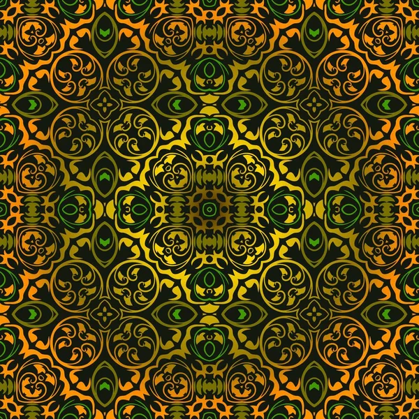 Περίτεχνη διακόσμηση χρυσή floral απρόσκοπτη δικτυωτό μοτίβο από πράσινες γραμμές περίτεχνα. Πολυτελές στολίδι σε ανατολικό στυλ. — Διανυσματικό Αρχείο