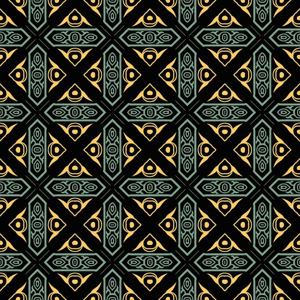 Seamless texture geometric ornament. Vector art pattern. Elegant antique background celtic image cross check flower pattern. — Stock Vector